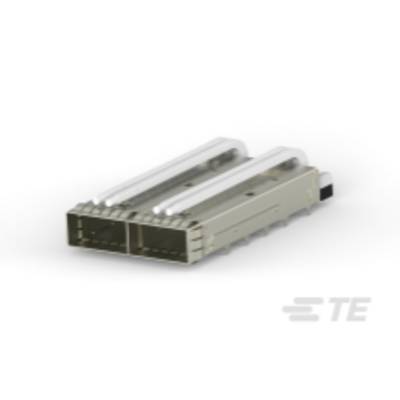 Stříbřitě šedý, obdélníkový elektronický konektor se dvěma řadami kolíků. Používá se pro vysokorychlostní přenos dat.