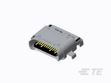 USB-C konektor s viditelnými kontakty, který se používá pro připojení elektronických zařízení.