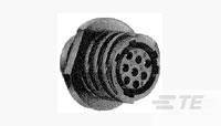 Kulatý vícepólový konektor s několika připojovacími otvory, vhodný pro elektronické připojení.