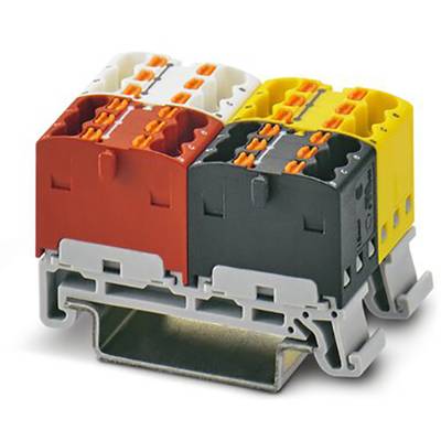 Vícebarevné svorky namontované na liště ukazují elektrický propojovací systém pro přehledné zapojení kabeláže.
