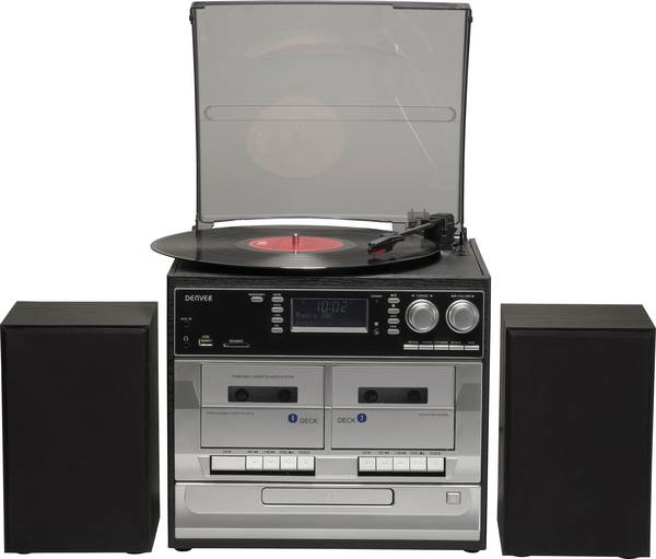 Denver MRD-166 stereo systém DAB+, gramofón, SD, FM, USB, funkce nahrávání 2 x 2 W černá