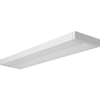 Obdélníkové, bílé stropní svítidlo s elegantním designem, vhodné do kanceláří nebo moderních obytných prostor.