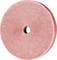 Kulatý, červenorůžový brusný kotouč s centrálním otvorem, vhodný pro broušení a leštění různých materiálů.