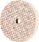 Kulatý brusný kotouč s otvorem uprostřed. Má texturovaný, růžový povrch, který se používá pro broušení.