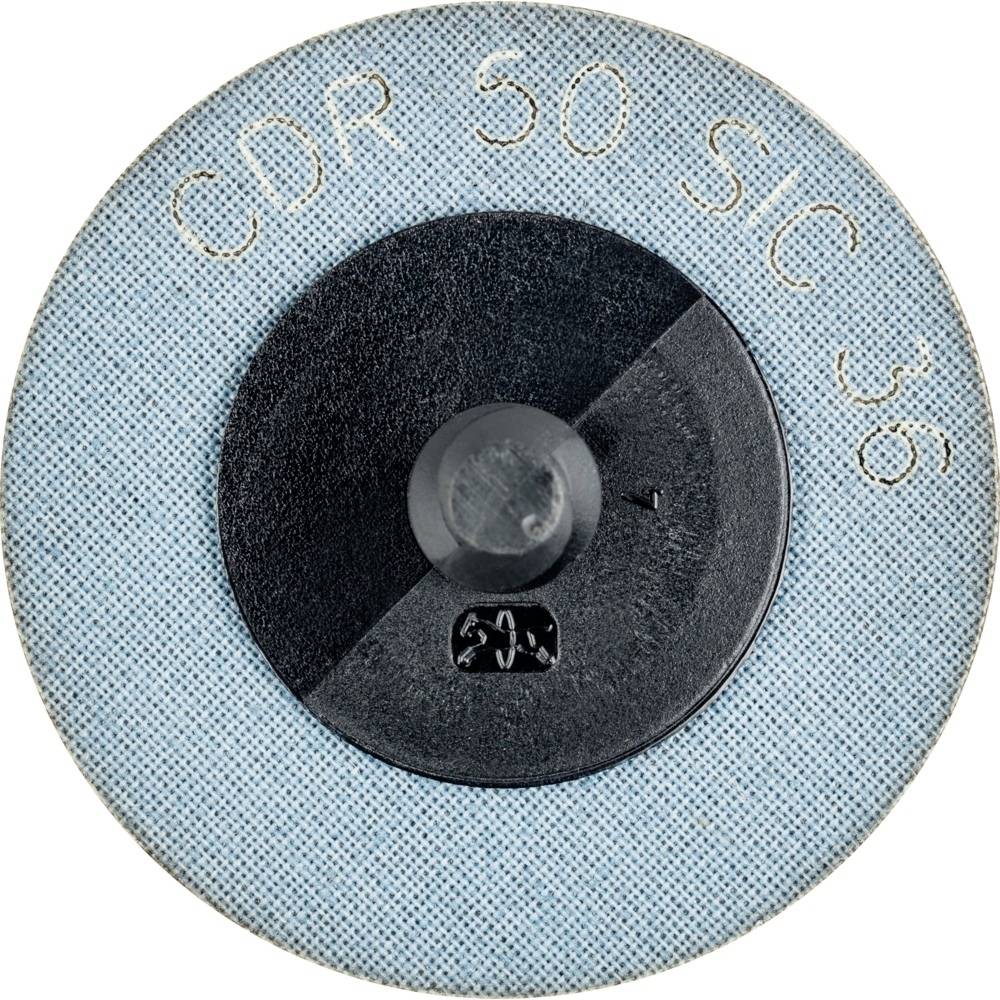 Kulatý brusný kotouč s modrým okrajem a černým středem, nápis: CDR 50 SC 36.