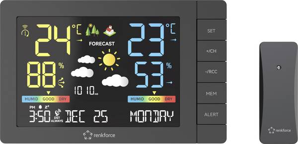 Renkforce  RF-4883632 digitální meteostanice  Počet senzorů (max.) 3 ks