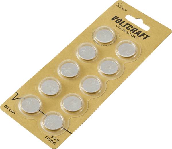 VOLTCRAFT CR 2016 knoflíkový článek 3 V 80 mAh lithiová VC-12209095 10 ks