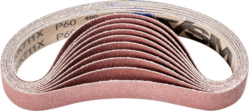Sada brusných pásů ve tvarovaném provedení, zrnitost P60, vhodná pro broušení různých povrchů.