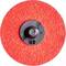 Kulatý, červený brusný kotouč s černým upevňovacím šroubem uprostřed, na bílém pozadí.