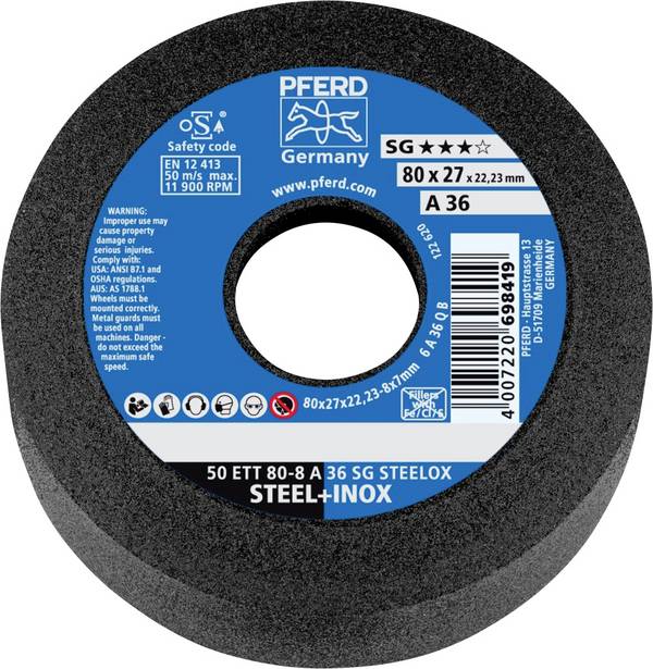 PFERD TOOLS 63417122 Brusný hrnec 50 ETT 80-8 A 36 SG STEELOX  80 mm 5 ks