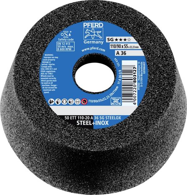 PFERD TOOLS 63418226 Brusný hrnec 50 ETT 110-20 A 36 SG STEELOX  11 cm 2 ks