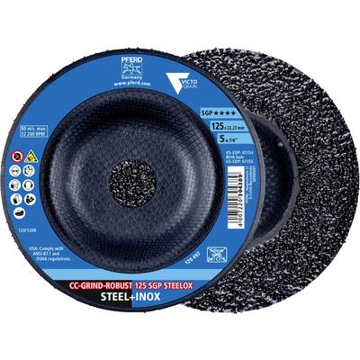 Brusný kotouč značky Pferd pro ocel a nerezovou ocel, model CC-GRIND-ROBUST 125 SGP STEELOX, průměr 125 mm.