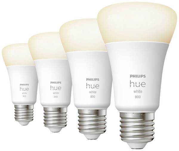 Philips Hue  sada 4 LED žárovek 871951431914100 Energetická třída (EEK2021): F (A - G) Hue White Viererpack 4x800lm 60W E27 36 W teplá bílá