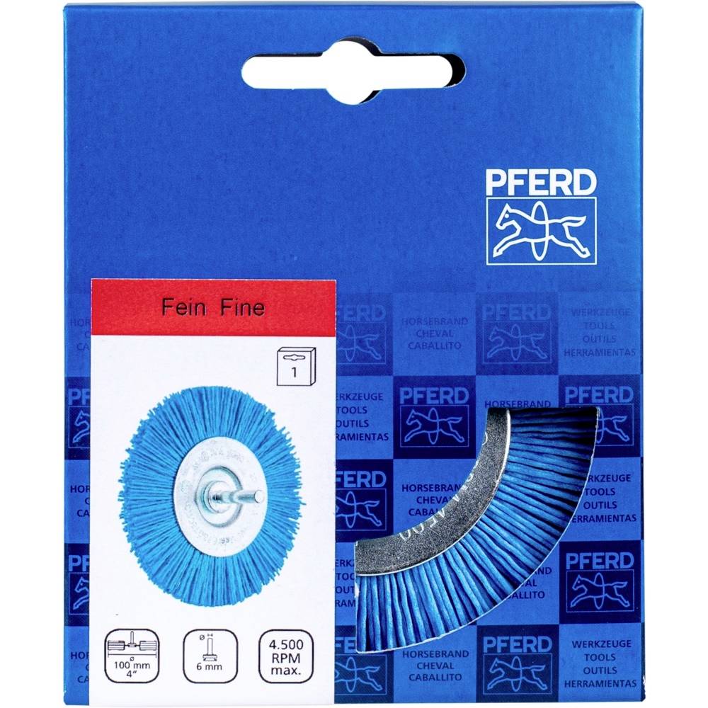 Obal modré brusné kotouče s vyobrazením produktu a logem PFERD. Text: 'Jemný'. Maximální otáčky: 4.500 ot./min.