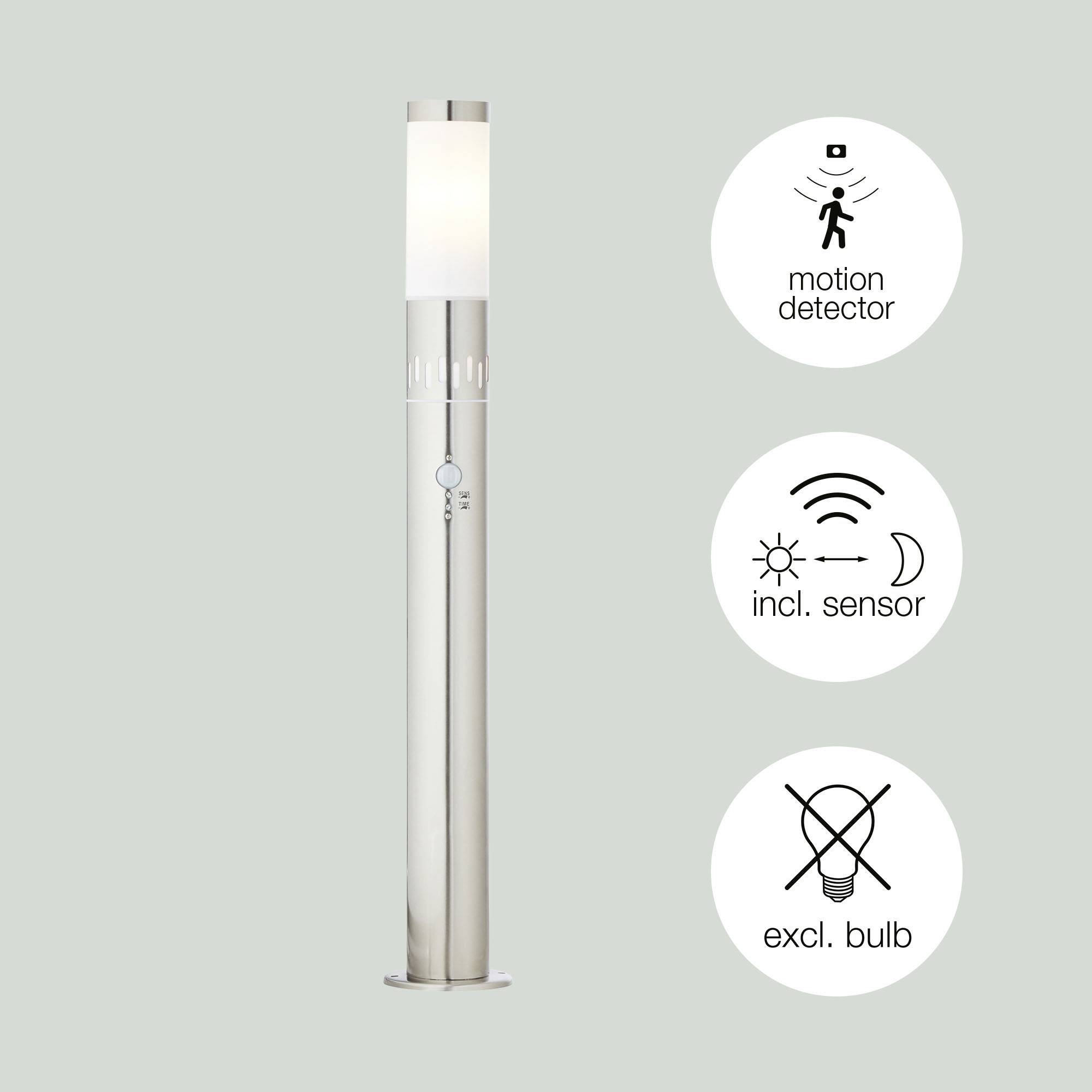 Stojací lampa s čidly a detekcí pohybu. Funkce: detekce pohybu, včetně senzoru, bez žárovky.