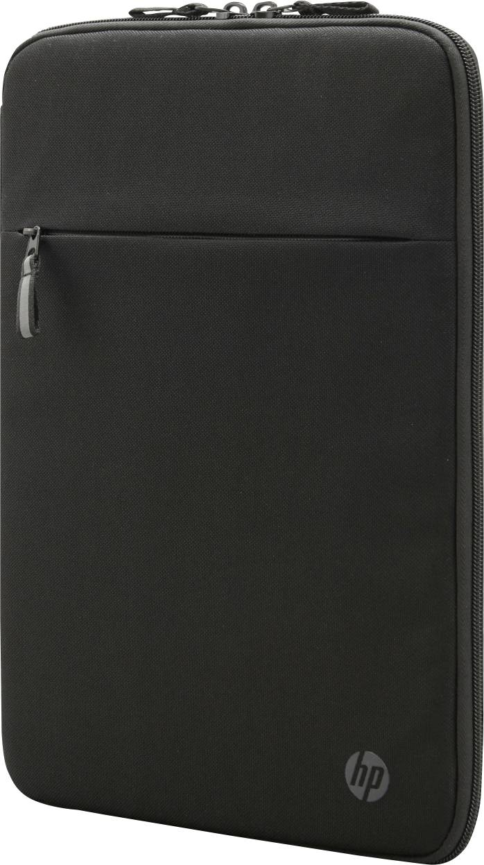 Černá laptopová brašna na zip s logem HP v pravém dolním rohu. Vhodná pro bezpečné uložení a přepravu notebooku.