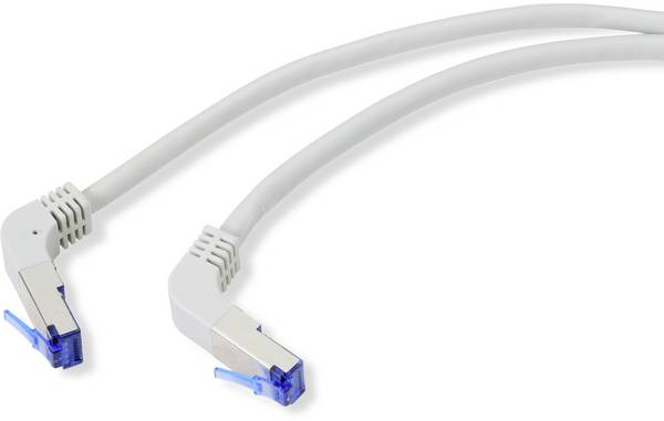 Renkforce RF-4892520 RJ45 síťové kabely, propojovací kabely CAT 6A S/FTP 20.00 m šedá 90° zatočeno dolů 1 ks
