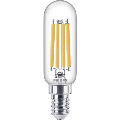 Žárovka s filamentovou technologií a paticí E14, značka Philips. Kombinuje klasický design s moderní LED technologií.