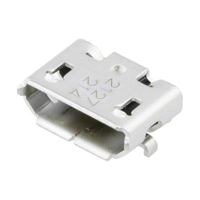 Stříbrný kovový USB Micro konektor s pěti viditelnými kontakty a gravírovanými čísly 1 až 4 na horní straně.