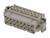 Průmyslové konektorové propojení se 16 kontakty, pravoúhlý tvar, šedé barvy, s bočním šroubovým upevněním.