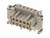 Pravoúhlý šedý vícepólový konektor s očíslovanými kontakty a bočními upevňovacími šrouby.
