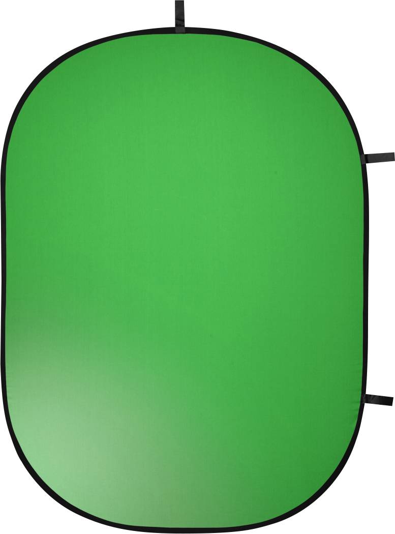 Zelené skládací fotografické pozadí se zaoblenými rohy a černými okraji, vhodné pro chroma-key aplikace.