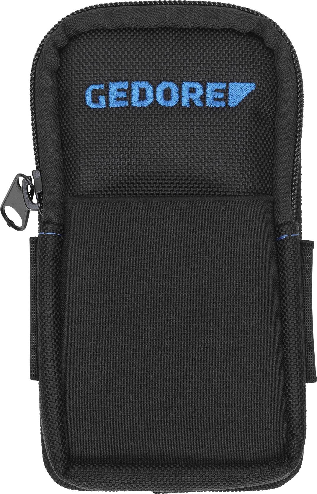 Černé pouzdro se zipem; nahoře vytištěno modře 'GEDORE'.