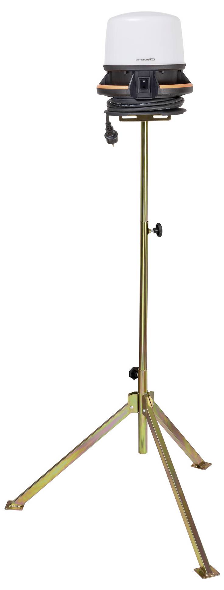 Měřicí přístroj připevněný na stativu, pravděpodobně laser nebo skener, zobrazený izolovaně na bílém pozadí.