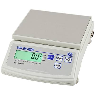 Digitální váha s displejem zobrazuje '0,01'. Maximální hmotnost 3000g. Tlačítka pro změnu jednotek a funkci tára jsou viditelná.