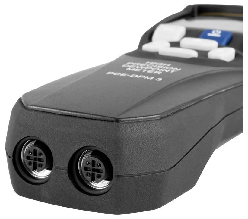 Černý přenosný tester elektrických konektorů se dvěma kulatými zásuvkami a tlačítky nahoře.