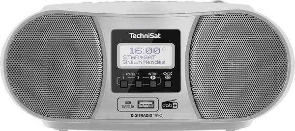 TechniSat DIGITRADIO 1990 0001/3952 rádio s CD, DAB+, FM, AUX, Bluetooth, CD, USB, s USB nabíječkou, funkce alarmu, stříbrná