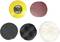 Pět lešticích kotoučů z různých materiálů: žlutý, červený, černý, bílý a vlněný. Pro broušení a leštění.
