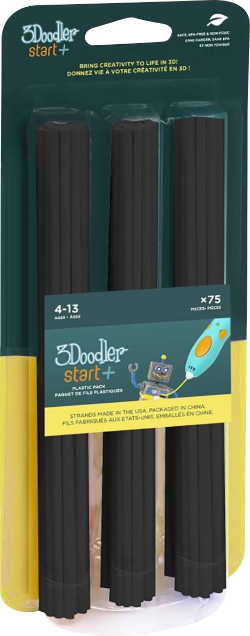 3Doodler 3DS-ECO10-BLACK-75 Start vlákno pro 3D tiskárny PLA plast černá 75 ks