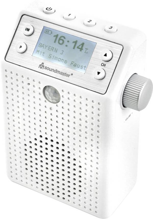 soundmaster DAB60WE DAB60WE rádio do zásuvky, DAB+, FM, Bluetooth, USB, hlasitý odposlech, včetně mikrofonu, voděodolné, funkce alarmu, s akumulátorem, bílá