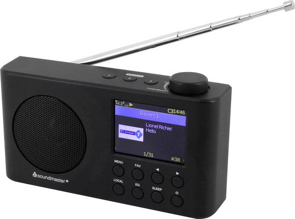 soundmaster IR6500SW IR6500SW internetové stolní rádio, internetové, DAB+, FM, Bluetooth, USB, Wi-Fi, internet, s akumulátorem, černá