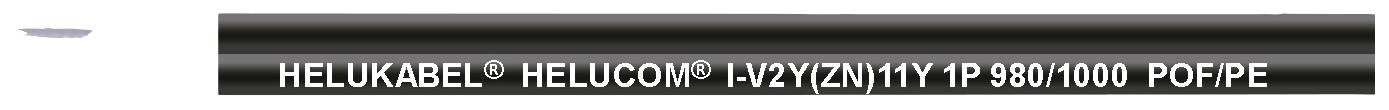 Černý kabel s nápisem 'HELUKABEL HELUCOM (R) W-V(ZN)Y (ZN)Y 1P 980/1000 POTPIPE'.