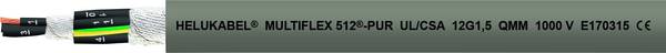 HELU 21600 kabel pro energetické řetězy M-FLEX 512-PUR UL 12 G 1.5 mm² šedá 100 m