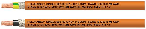 HELU 69640 kabel pro energetické řetězy Single 602-RC-CY-O 1 x 50 mm² oranžová 100 m