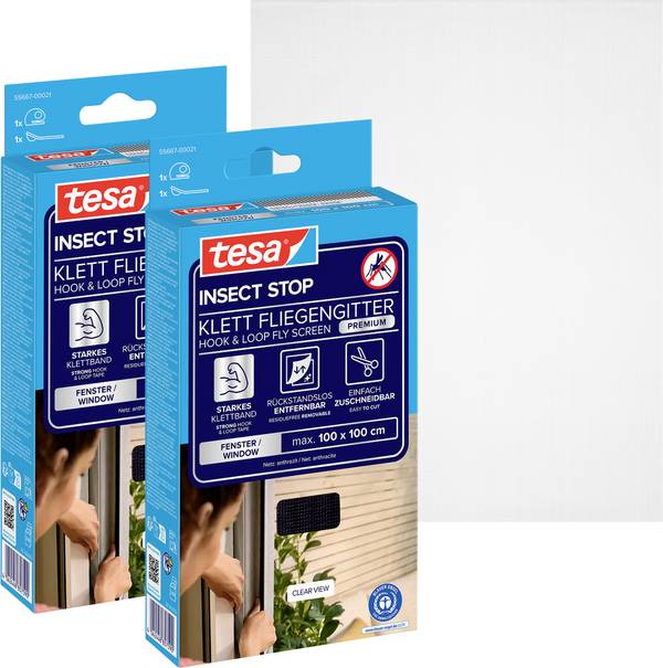 Síťka proti hmyzu TESA Insect Stop COMFORT do oken v balení 2 ks tesa COMFORT, (š x v) 1000 mm x 1000 mm, antracitová, 2 ks