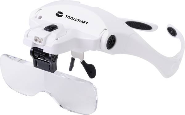 TOOLCRAFT 2469761 brýle s lupou s LED osvětlením , zvětšení: 3.5 x, 2.5 x, 2.0 x, 1.5 x, 1.0 x, Velikost objektivu: (d x š) 95 mm x 34 mm