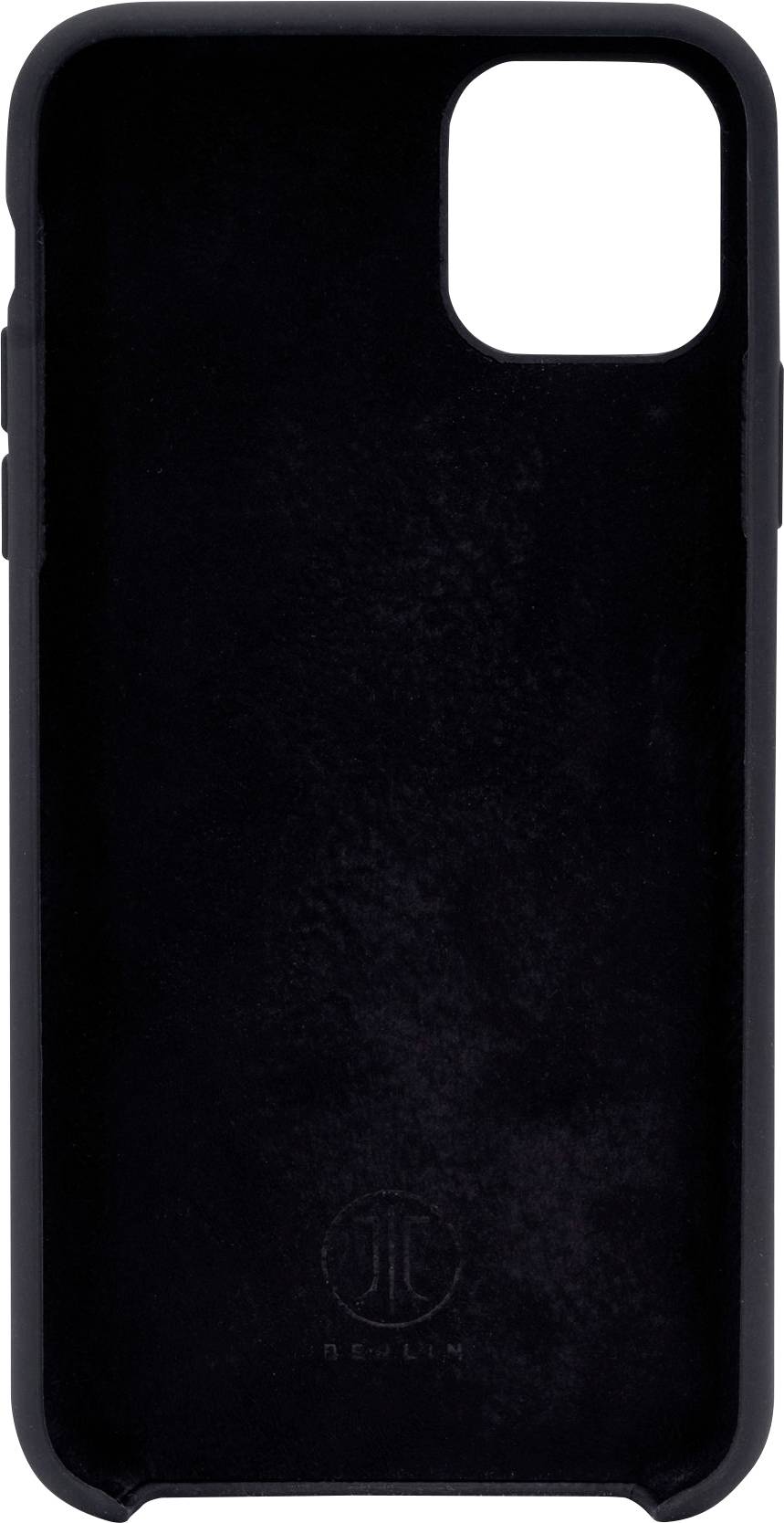 Černý ochranný kryt na smartphone s výřezem pro zadní fotoaparát.