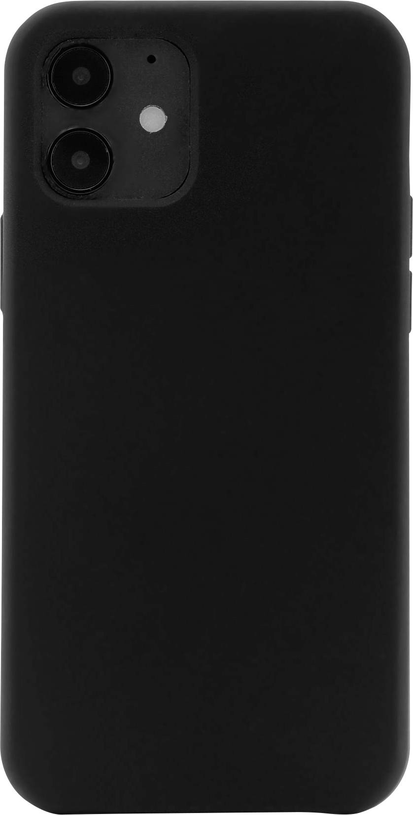 Černý smartphone s jednoduchou zadní stranou a dvěma fotoaparáty v levém horním rohu.