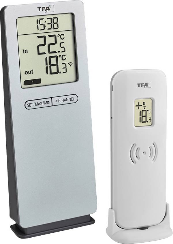TFA Dostmann Funk-Thermometer LOGOneo bezdrátový digitální teploměr stříbrná 30.3071.54