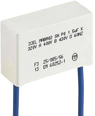 Kondenzátor s nápisem 'ICEL MAB02 SH P0 1,5uF K 320V A 400V B 430V D 60HZ'. Vhodný pro elektrické obvody.