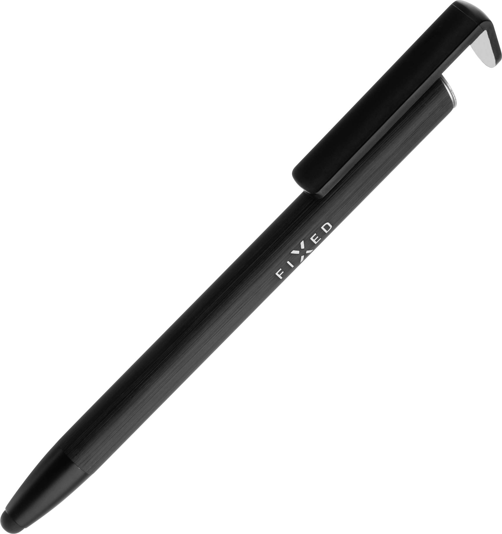 Černé kuličkové pero s nápisem 'FIXED'. Elegantní design, boční klip. Vhodné pro každodenní psaní.
