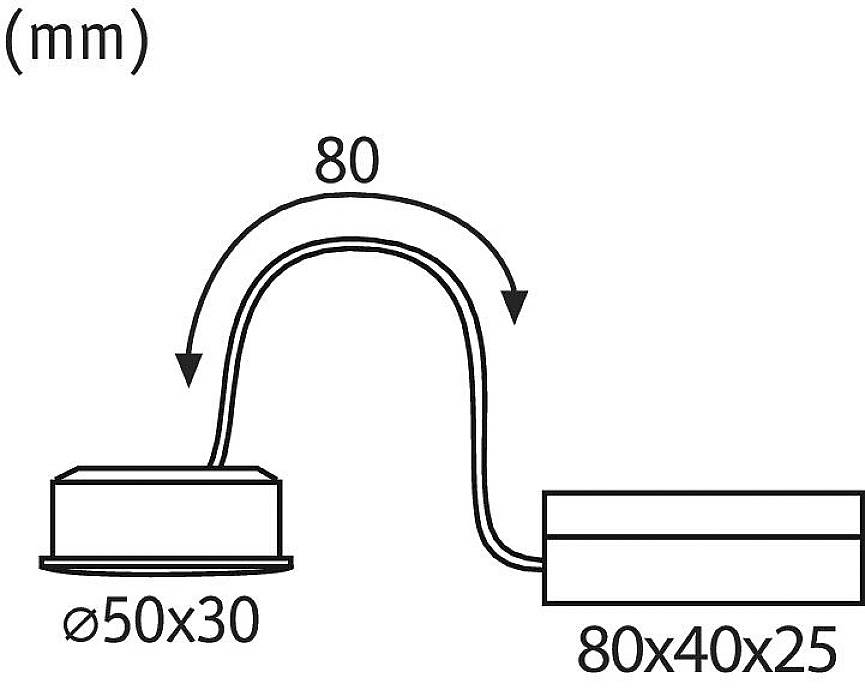 Diagram potrubí s rozměry v milimetrech: 50x30 na levém konci, 80x40x25 na pravém konci. Horizontální ohyb o 80 mm.