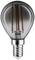 Žárovka se viditelným žhavicím vláknem a malou šroubovací objímkou, která ukazuje efektivní osvětlovací technologii.