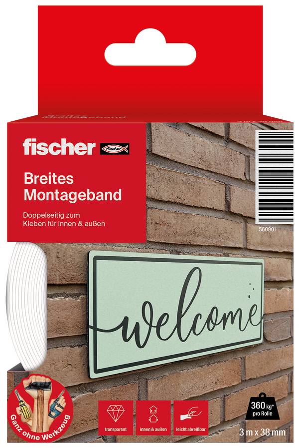 Fischer GOW 560901 montážní páska  bílá (d x š) 3 m x 38 mm 1 ks
