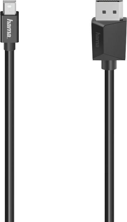 Černý Hama kabel s konektorem Mini DisplayPort a DisplayPort, vhodný pro připojení zařízení.