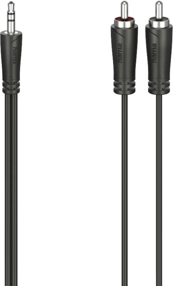Hama 00205110 jack / cinch audio kabel [2x cinch zástrčka - 1x jack zástrčka 3,5 mm] 1.5 m černá
